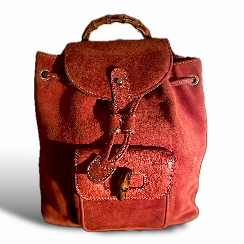 GUCCI Red Bamboo Backpack